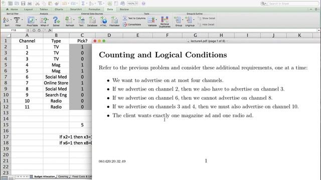 Integer Programming: Logical Conditions with Binary Variables in Excel Solver смотреть онлайн