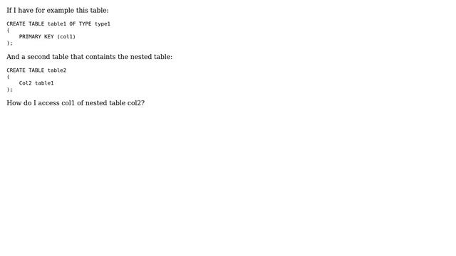 Databases: Accesing a nested table column смотреть онлайн