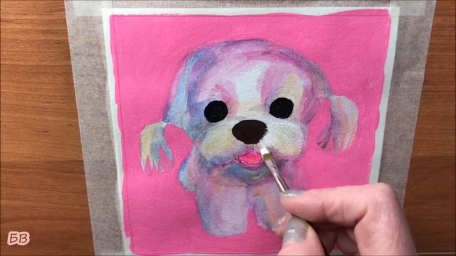 Урок живописи, шаг за шагом | Собачка| Сунсим | Для отдыха | #ASMR #живопись #гуашь #собака смотреть онлайн