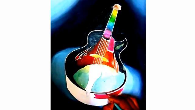 guitar drawing with watercolour смотреть онлайн