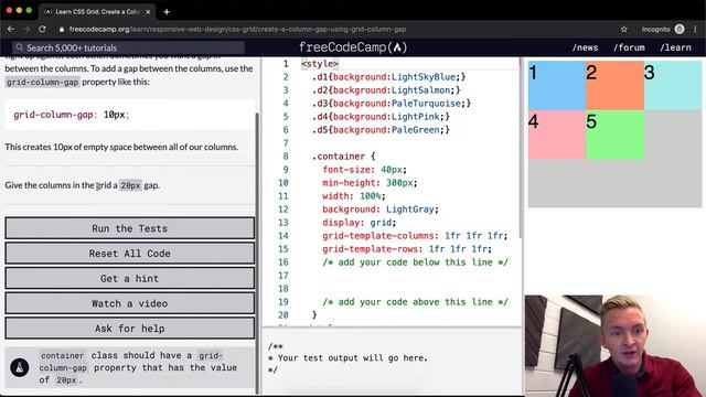 CSS Grid - Create a Column Gap Using grid-column-gap - Free Code Camp смотреть онлайн