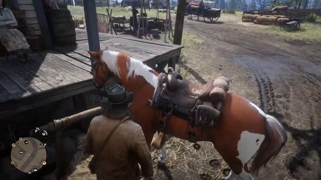 Ребенок играет в игру про Лошадей недалеко от Валентайна RDR 2 смотреть онлайн