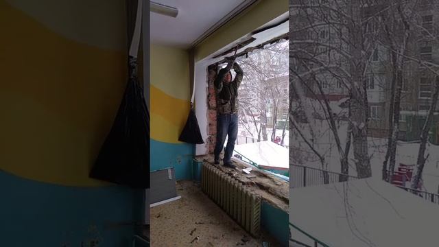 Демонтаж старых окон. смотреть онлайн