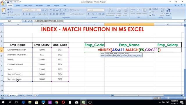 Index-Match Function in Excel Malayalam смотреть онлайн