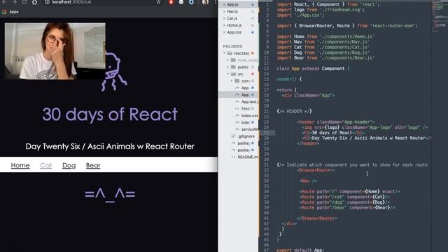 30 days of React - Day Twenty Six - React Router Intro - Ascii Animal Navbar смотреть онлайн