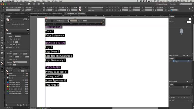 Indesign - Setting Tab On Table Of Contents