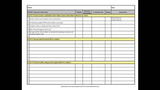 ACTION PLAN TEMPLATE EXCEL смотреть онлайн