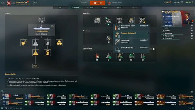 World Of Warships - Cherbourg: Upgrade & Commander Build