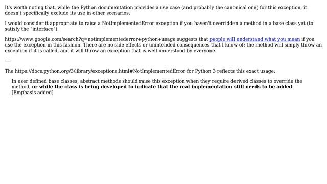 Is it conventional to raise a NotImplementedError for methods whose implementation is pending,... смотреть онлайн