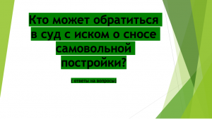 Кто может обратиться в суд с иском о сносе самовольной постройки?