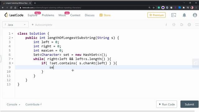 Longest Substring without repeating characters leetcode - JAVA смотреть онлайн