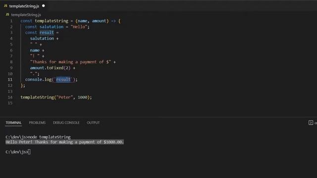 Template String - Learn JavaScript смотреть онлайн