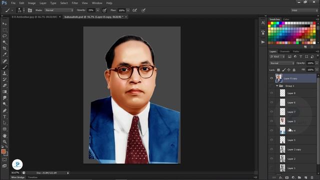 Dr BR Ambedkar | B&W photo to color | Digital painting in photoshop tutorial смотреть онлайн