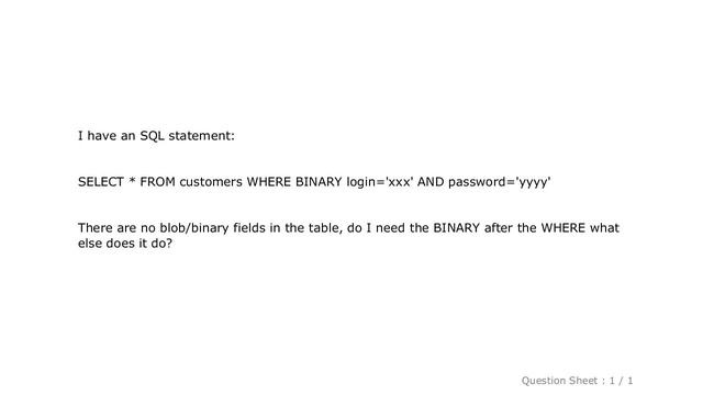 MySQL : Where binary in SQL смотреть онлайн
