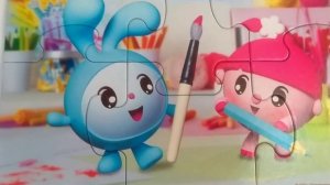 Нюша и Крошик рисуют. Собираем пазл для малышей. Малышарики.