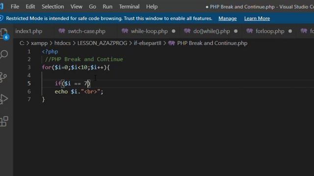 21-PHP Break and Continue شرح смотреть онлайн