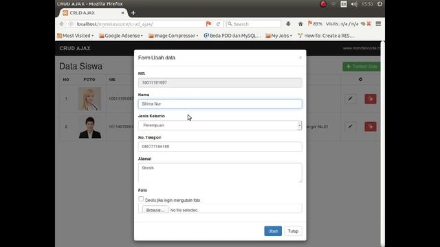 DEMO Tutorial CRUD Plus Upload Gambar dengan PHP AJAX Bootstrap смотреть онлайн