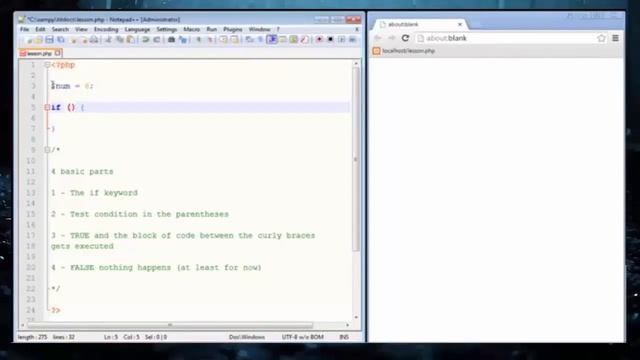 PHP Tutorial for Beginners 10 The IF statement смотреть онлайн