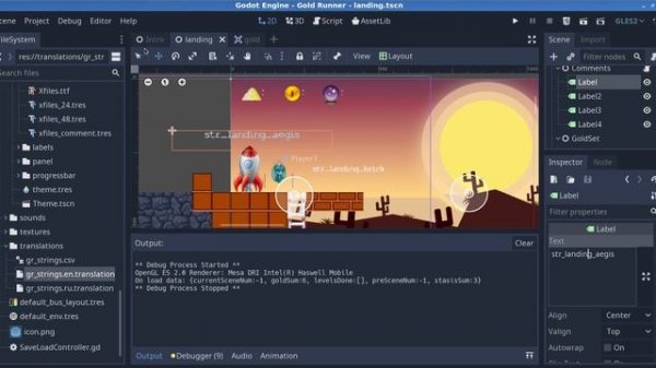Godot 3: Локализация игры на разных языках. Управление переводами.