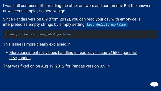 Get pandas.read_csv to read empty values as empty string instead of nan смотреть онлайн