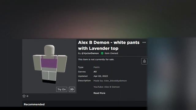 Alex B Demon white pants with Lavender top | Roblox смотреть онлайн