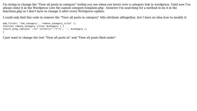 Wordpress: How to modify the "View all posts in category" title attribute? смотреть онлайн