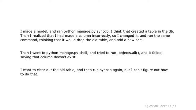 Django : How do I drop a table from SQLite3 in DJango? смотреть онлайн