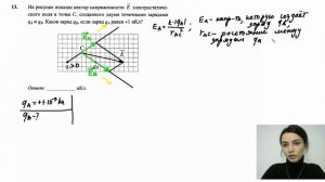 На рисунке показан вектор напряжённости E электростатического поля в точке C, созданного двумя...