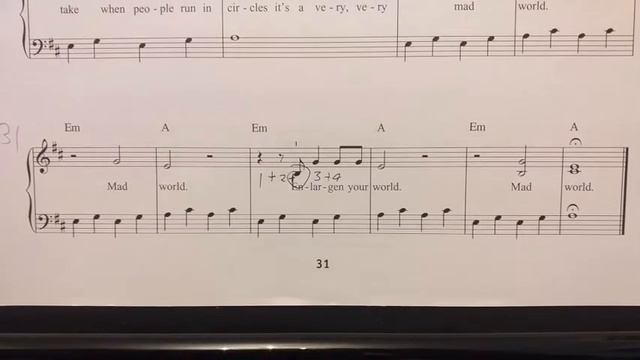 'Mad World' by Tears for Fears. Piano Solo. смотреть онлайн