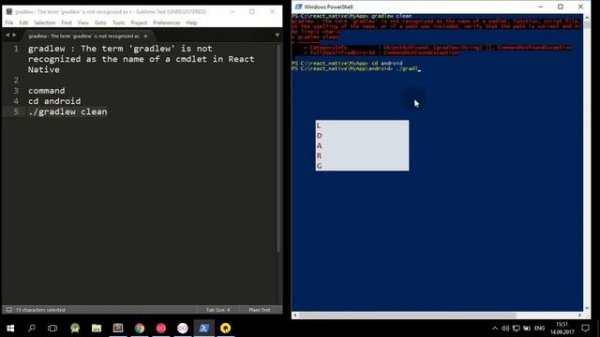 gradlew : The term 'gradlew' is not recognized as the name of a cmdlet in React Native