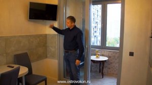 Объединение кухни и балкона раздвижной дверью HS portal