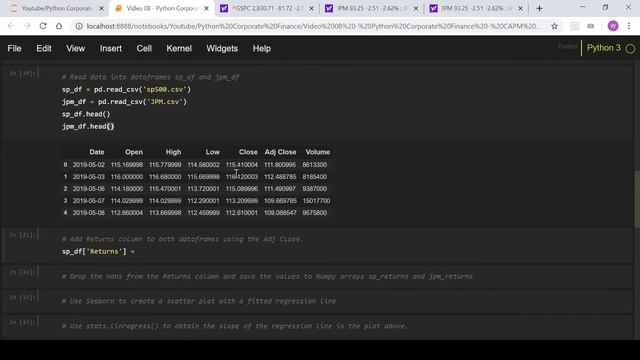 Python Corporate Finance - CAPM Calculating Beta (Part 1) смотреть онлайн