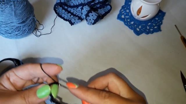 Летняя кофточка крючком Голубая полоса.Реглан сверху. смотреть онлайн