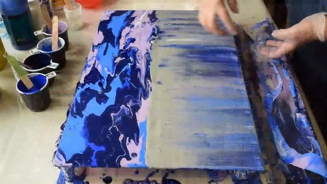 Акриловая заливка с техникой "протяжка". Ой, васильки... смотреть онлайн