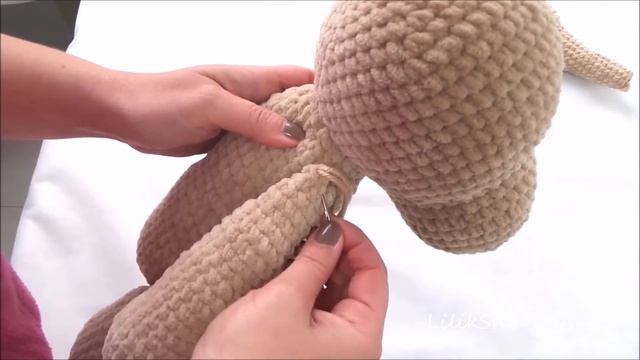 How to sew the arms onto the body of Amigurumi Teddy Bear.