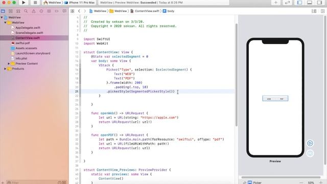 How to display WebView and PDF View with SegmentedControl in SwiftUI, UIViewRepresentable, Xcode11 смотреть онлайн