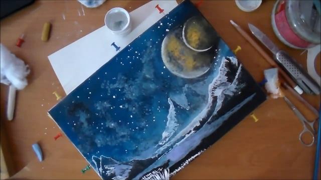 "Как нарисовать космос. Как рисовать планеты. Гуашь. Пастель. смотреть онлайн