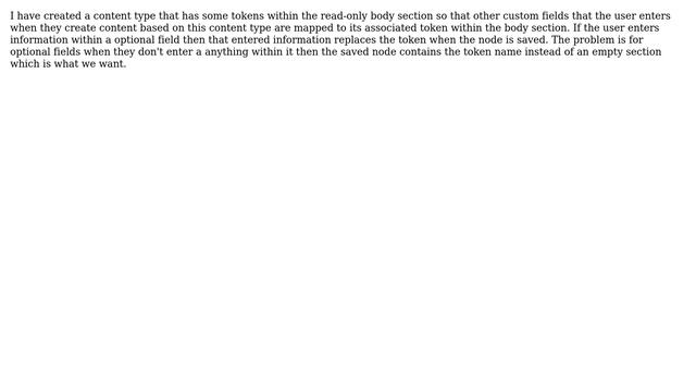 Drupal: empty optional fields: saved node contains the token name instead of an empty section смотреть онлайн