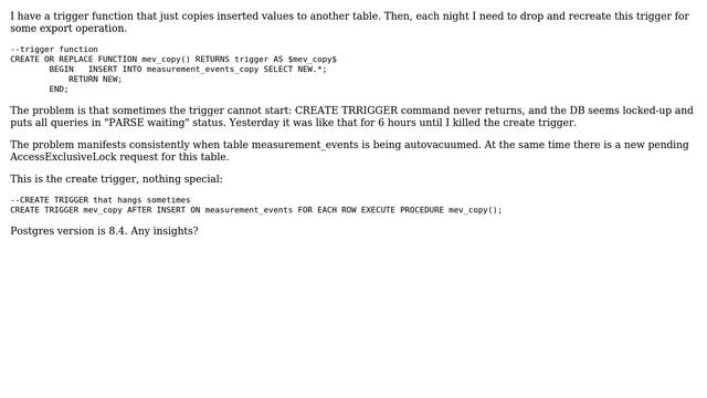 Databases: create trigger hangs смотреть онлайн