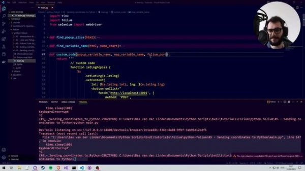Python Folium #5 - Sending coordinates to Python