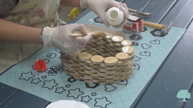 Композиция с яблоками в кашпо из березовых спилов смотреть онлайн