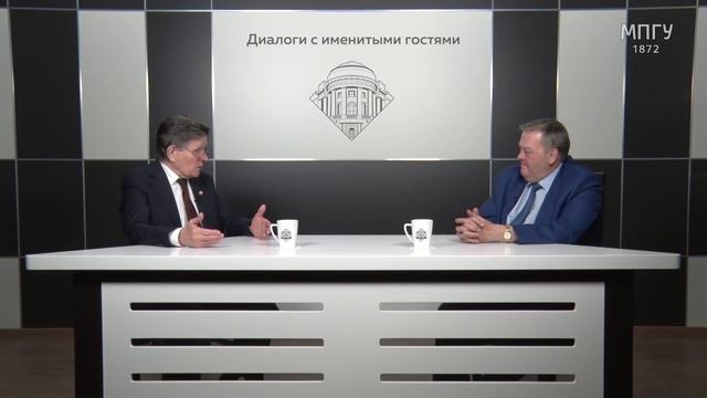 В.Н.Матузов и Е.Ю.Спицын в студии МПГУ. 