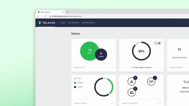 Digitis - Telavox - Portail Admin - Se connecter et vue d'ensemble (Statistique) смотреть онлайн