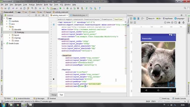 Android Frame Layout Example | Android Studio UI Design Tutorial смотреть онлайн