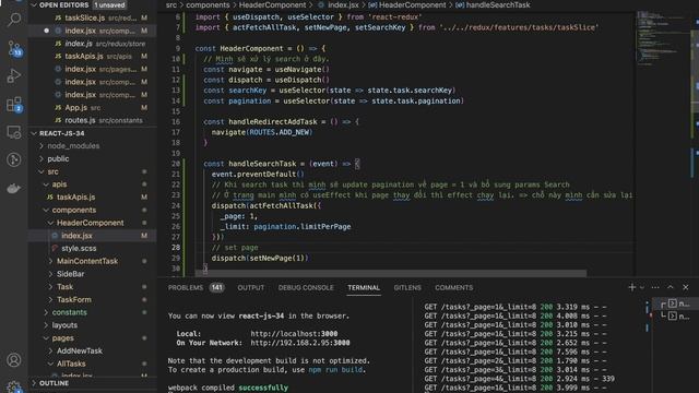 React JS Cơ bản: Hướng dẫn chức năng Pagination + Search Task (5) смотреть онлайн