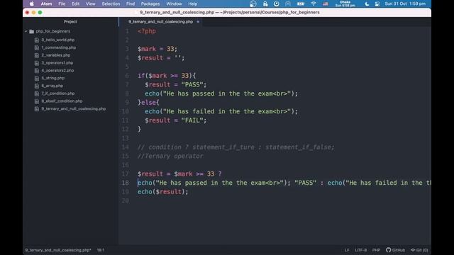PHP তে টারনারী ও নাল কোলেসিং অপারেটর | Tarnery and NULL Coalescing Operators in PHP смотреть онлайн