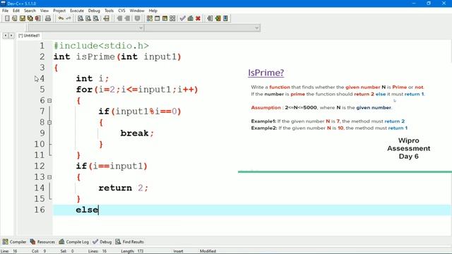 Write a function that finds whether the given number N is Prime or not | isPrime | My Programming смотреть онлайн