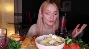 MUKBANG | Манты, блины с сыром и мясом | dumplings, pancakes не ASMR
