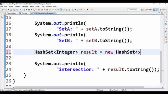 hashset intersect in java смотреть онлайн