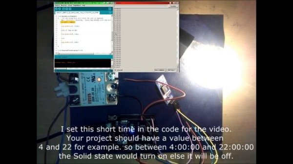 Arduino - SSR-25 DA solid state relay and DS3231 RTC Automatic timer lamp